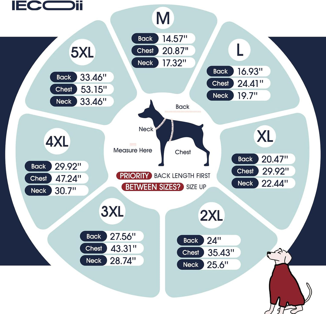 IECOii Hundemantel wasserdicht Winter Full-Body 4-Leg mit Kapuze,Reissverschluss und eingebautem Ges