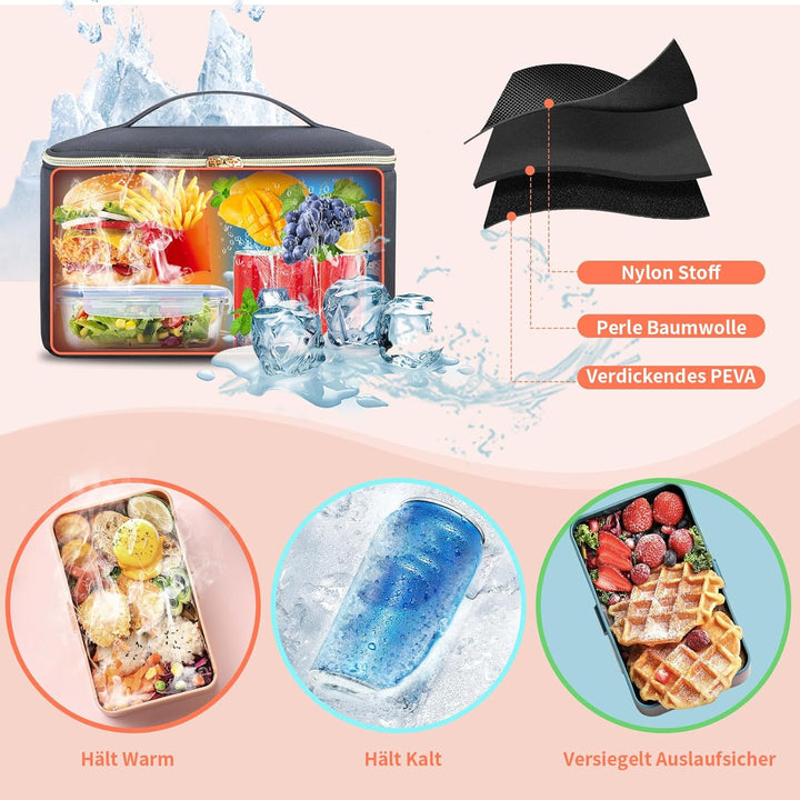 BERTASCHE Lunch Rucksack, Laptop Rucksack Damen 17,3 Zoll mit Isoliertes Kühltasche, 2-in-1-Arbeitsr