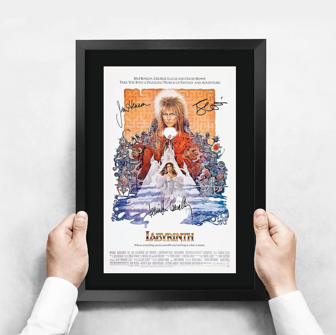 HWC Trading FR A3 Labyrinth David Bowie Gifts Bedrucktes Autogramm-Bild für Film-Erinnerungsstücke,