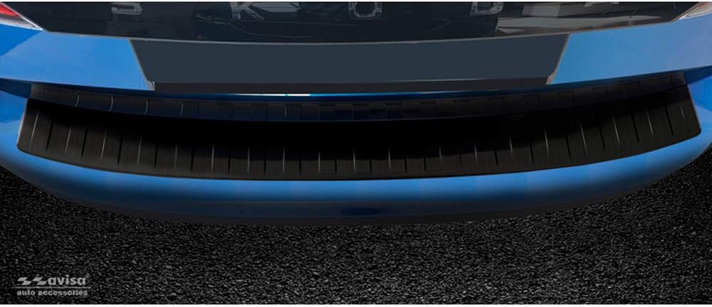 Avisa Schwarz Edelstahl Heckstossstangenschutz kompatibel mit Skoda Kamiq 2019- 'Ribs'