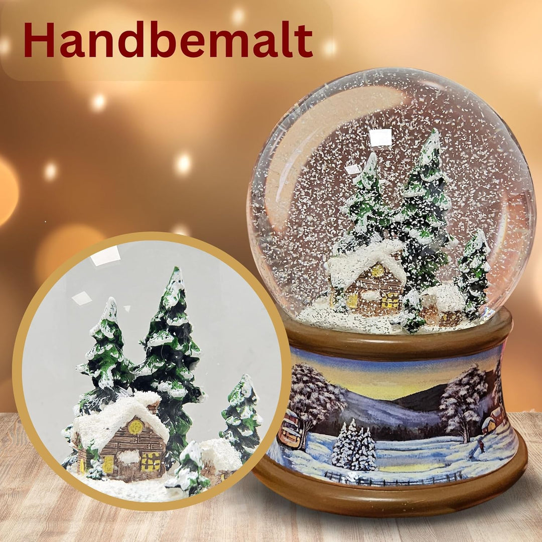 Schneekugel Schneemann Romantischer Winterspaziergang Spieluhr Winter Wonderland 10cm Durchmesser 20