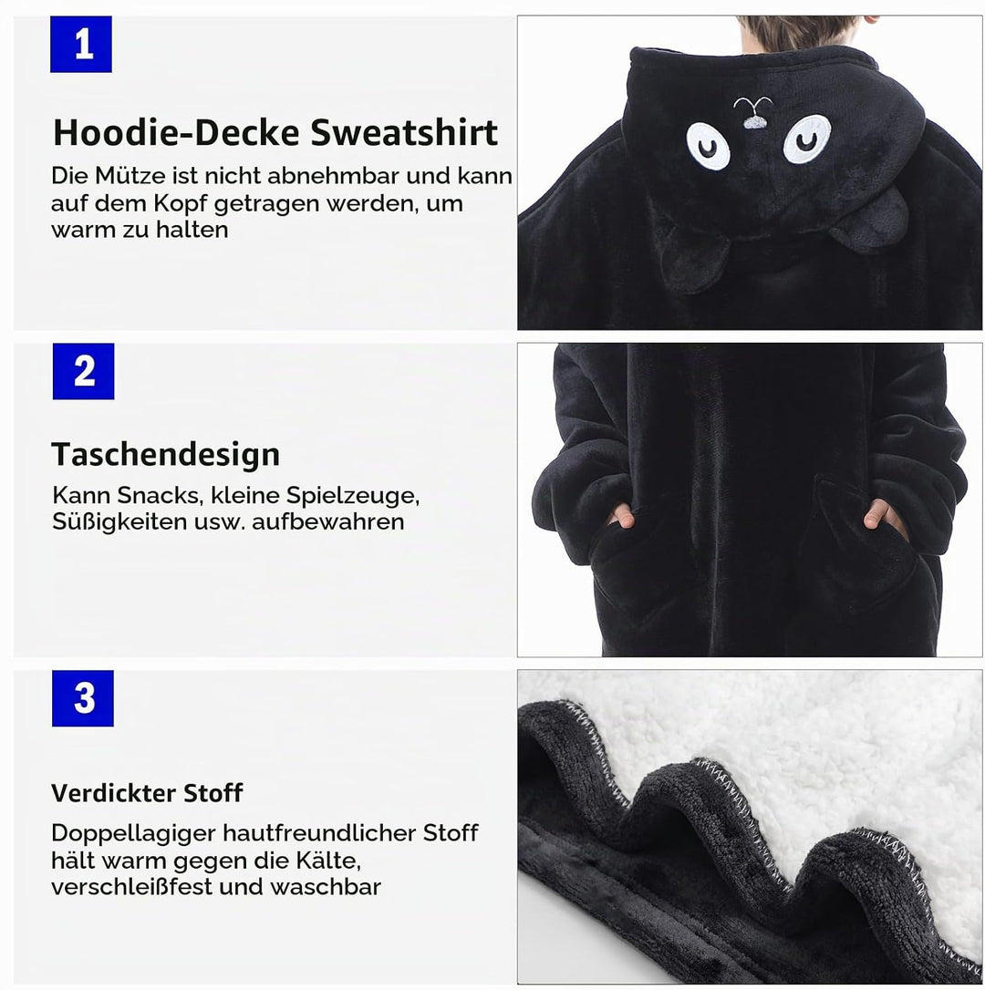 MOKANI ÜBergrossE Hoodie Decke Kinder mit äRmel Tragbare Kapuzenpullover, Super Weich Warmes Bequeme