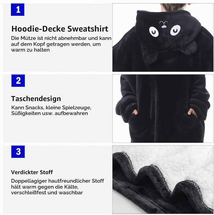 MOKANI ÜBergrossE Hoodie Decke Kinder mit äRmel Tragbare Kapuzenpullover, Super Weich Warmes Bequeme