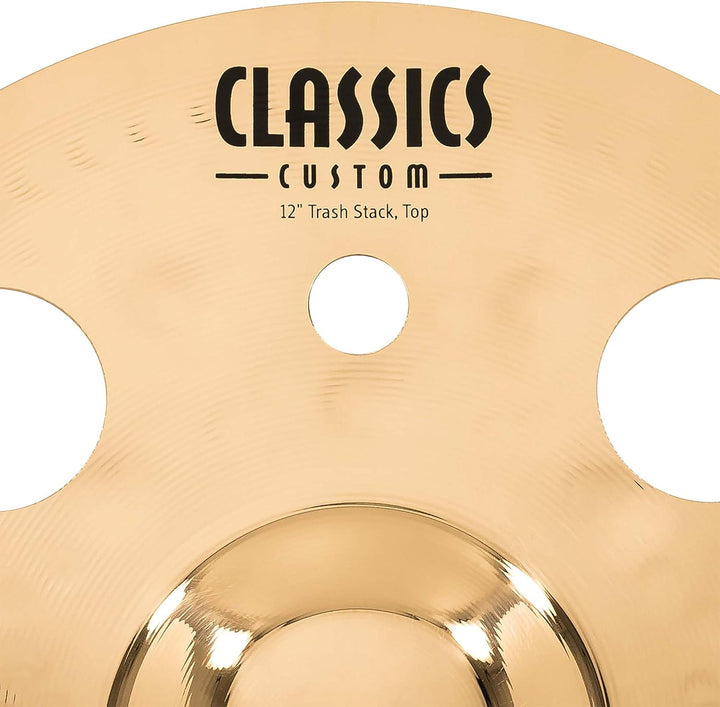 Meinl Cymbals Classics Custom Brilliant Trash Stack 12 Zoll (Video) Schlagzeug Becken mit Löchern –