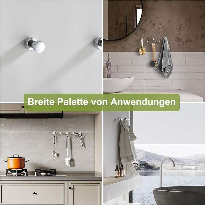 BVL Chrom Handtuchhaken, 5 Stück Rostfreies Metall Wandhaken, Self Adhesive or Wall Mountable Kleide