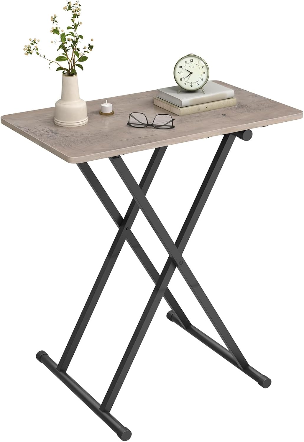 HOOBRO Beistelltisch Klappbar, Kleiner tabletttisch, verstellbare Höhe Klapptische, 60 x 40 x 60 cm,