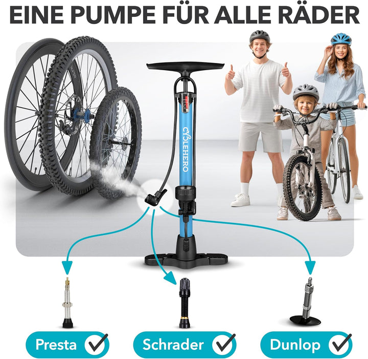 Fahrradpumpe alle Ventile Test SEHR GUT - 10 Jahre Garantie Leistungsstarke Fahrrad Pumpe Luft – Ren