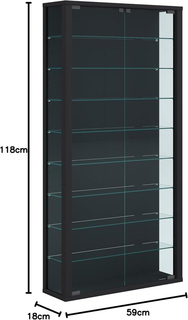 VCM Glasvitrine hängend | Vitrine Glas mit ESG-Sicherheitsglas | Masse: H. 114 x B. 59 x T. 18 cm |