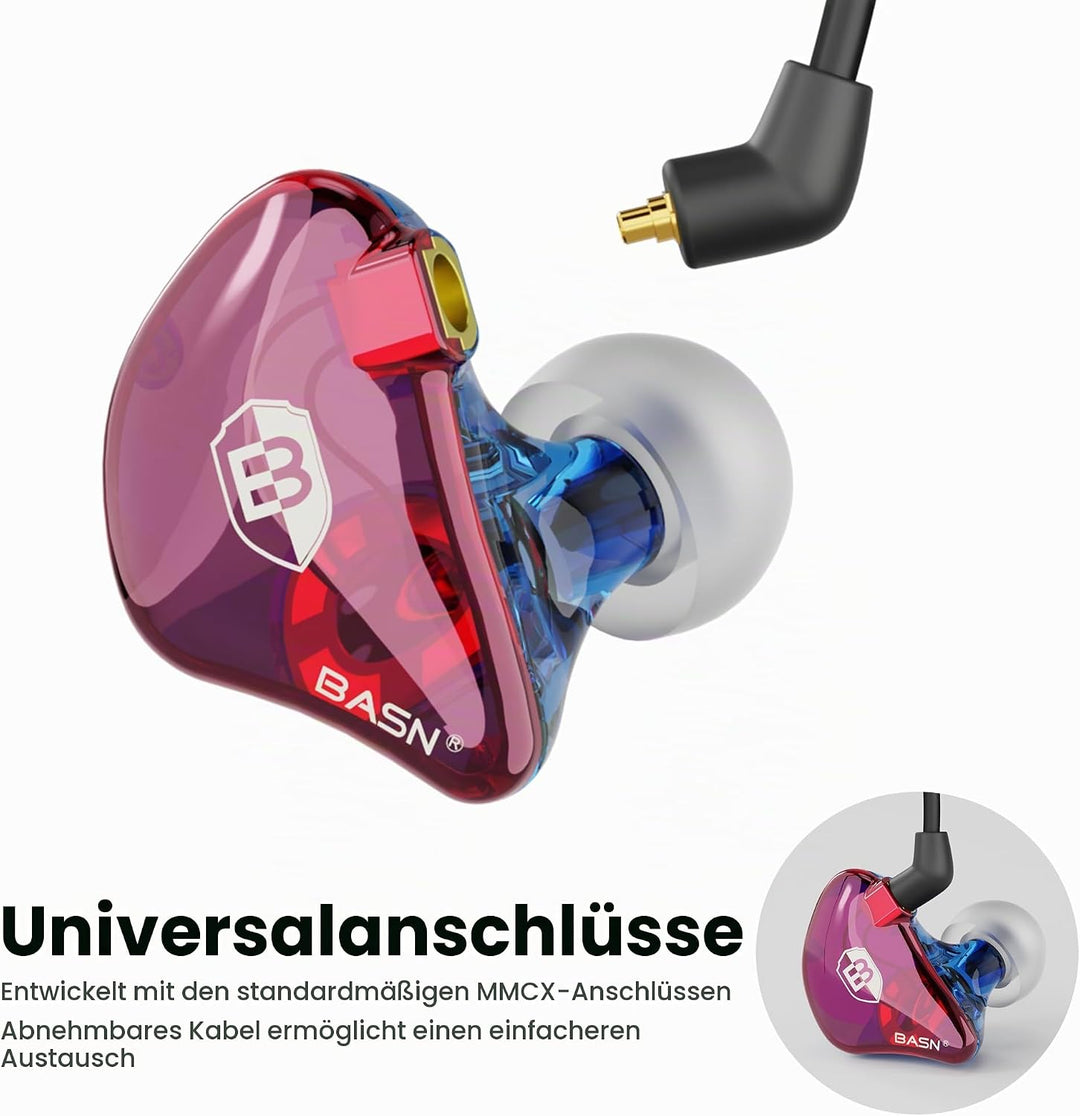 BASN Bsinger In-Ear-Monitore Geräuschisolierende Kopfhörer, Dual-dynamische Treiber High Definition