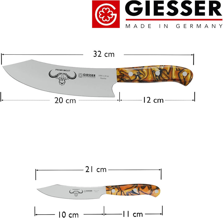 Giesser seit 1776 - Made in Germany - PremiumCut, Spicy Orange, Messerset 2 teilig, Kochmesser 20 cm