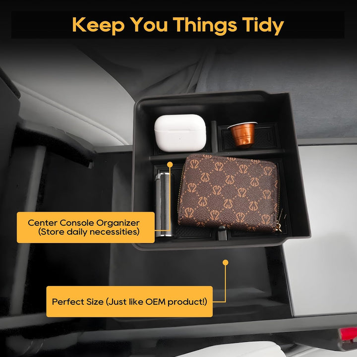 LFOTPP für Tesla Model 3 2024 2025 Mittelkonsole Organizer Hinten und Vorne Tray Handschuhfach, Tesl