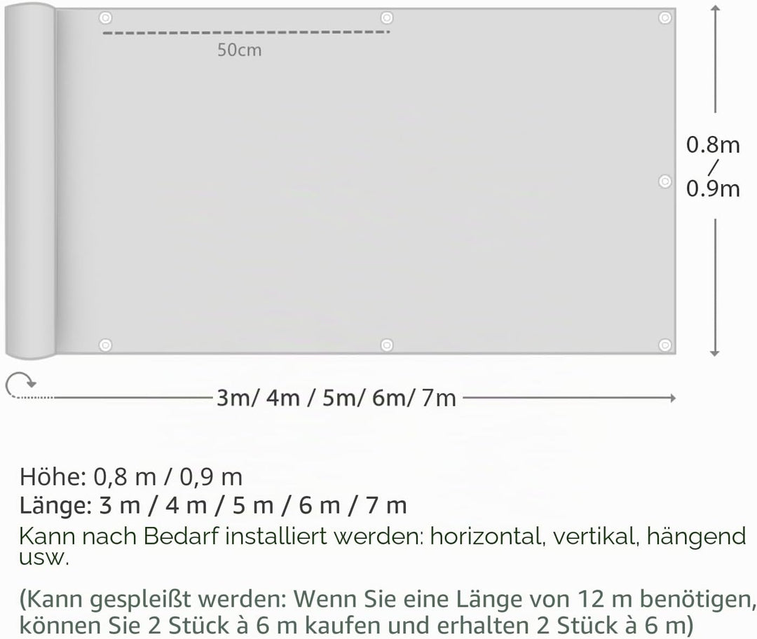 Sekey Balkon Sichtschutz Balkonabdeckung Oxford 80 x 600cm Balkonsichtschutz Balkonverkleidung Blick