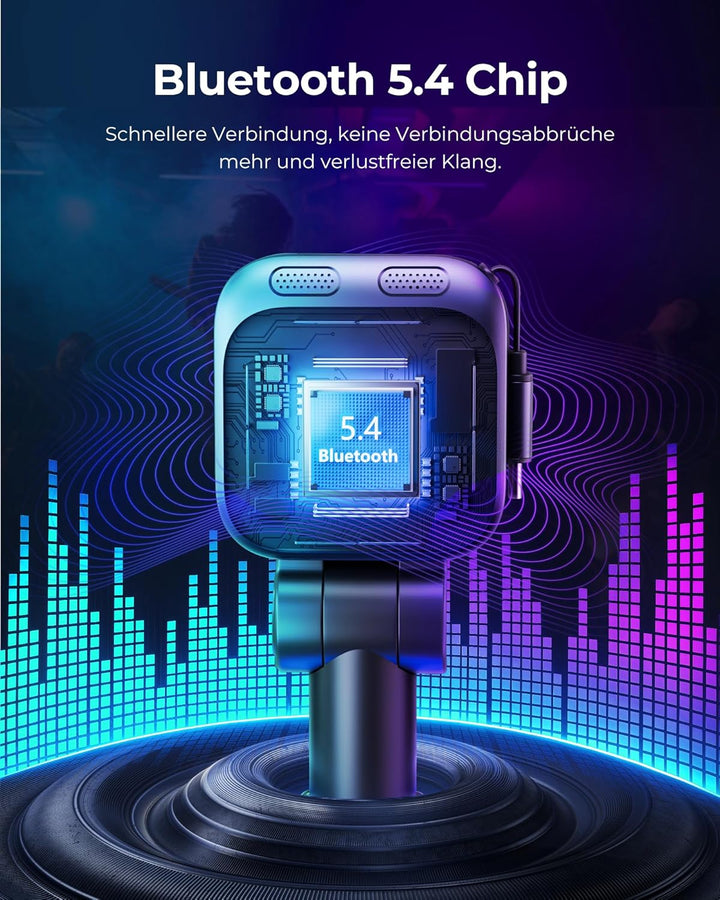 LENCENT 72W FM Transmitter Auto Bluetooth 5.4, Bluetooth Adapter Auto mit ausziehbarem Ladekabel, Zi