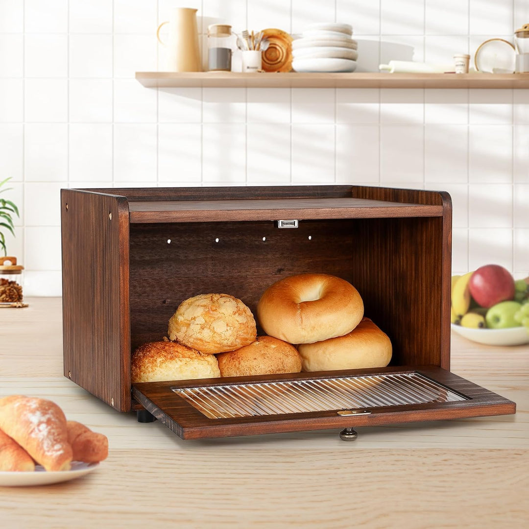 GUUSII HOME Brotkasten Holz Brotbox Küchentheke Brotaufbewahrung Zirbenholz Brot Aufbewahrungsbox Kü