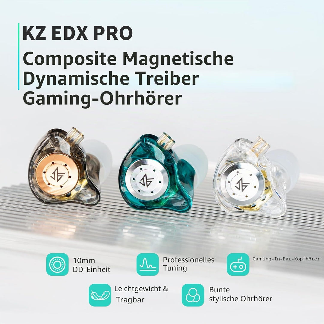 Keephifi KZ EDX Pro In Ear Monitor, IEM-Kopfhörer, Dual DD HiFi Stereo Sound, kabelgebunden, Geräusc