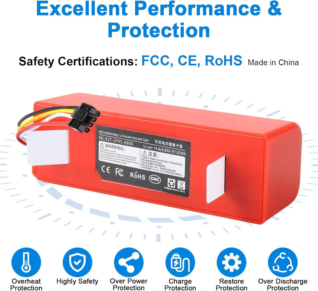 14,4 V 6800 mAh Ersatzakku Kompatibel mit Xiaomi Roborock S5 S50 S51 S55 S6 S7 Mijia Xiaowa E4 E20 E
