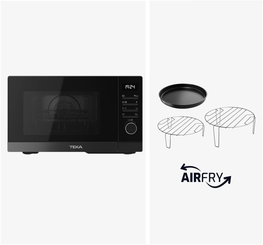 Teka MWE FS23 GC BK AirFry Mikrowelle mit Grill, Fassungsvermögen 23 l, mit Airfry-Funktion, 5 Leist