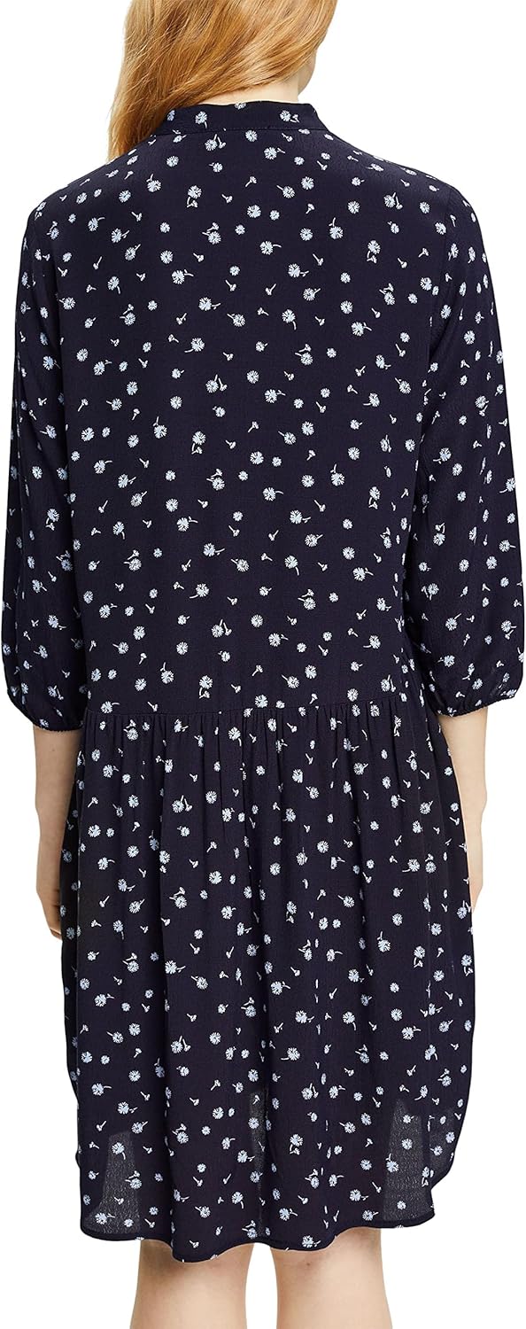 ESPRIT Florales Midikleid mit Knöpfen 32 Navy, 32 Navy
