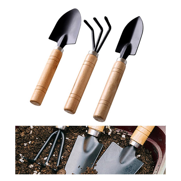 Mini Gartengeräte 3 Stück Set, 3 Stück Sukkulenten Gartengeräte, Holzgriff Handheld Mini Kelle, Scha