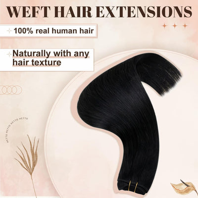 Hetto Echthaar Tressen Extensions Schwarz 50cm Tressen Echthaar Extensions Remy Extensions Tressen E
