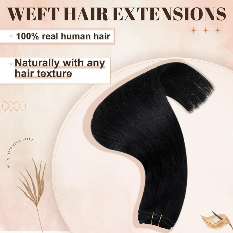 Hetto Echthaar Tressen Extensions Schwarz 50cm Tressen Echthaar Extensions Remy Extensions Tressen E