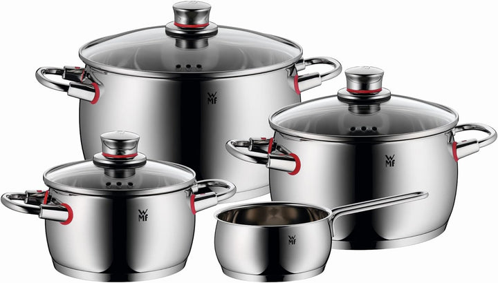 WMF Quality One Topfset Induktion 4-teilig, Kochtopf Set mit Glasdeckel, Cromargan Edelstahl poliert