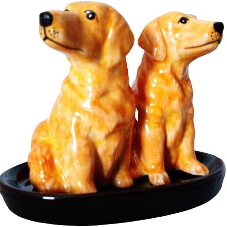 Keramik Salz und Pfefferstreuer Set mit Hundemotiv (Golden Retriever)