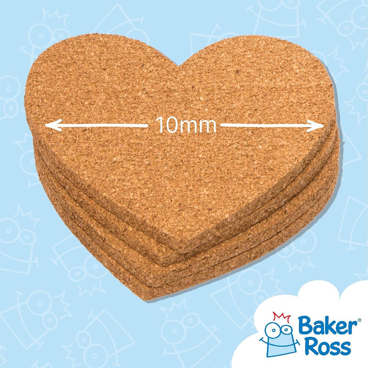 Baker Ross Grosspackung Kork-Untersetzer „Herz“ (30 Stück) – Bastelidee zum Valentinstag oder Mutter