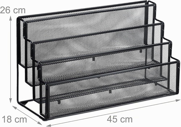 Relaxdays Zeitschriftenhalter Metall, 4 Fächer, Dokumentenablage Büro, HBT: 26x45x18 cm, Magazinhalt