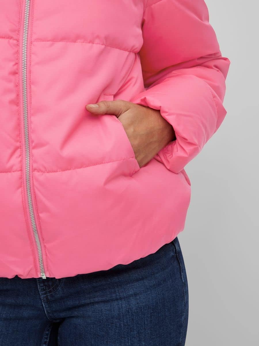 Vila Damen Vitate L/S Short Puffer Jacket-Noos Jacke, Fandango Pink