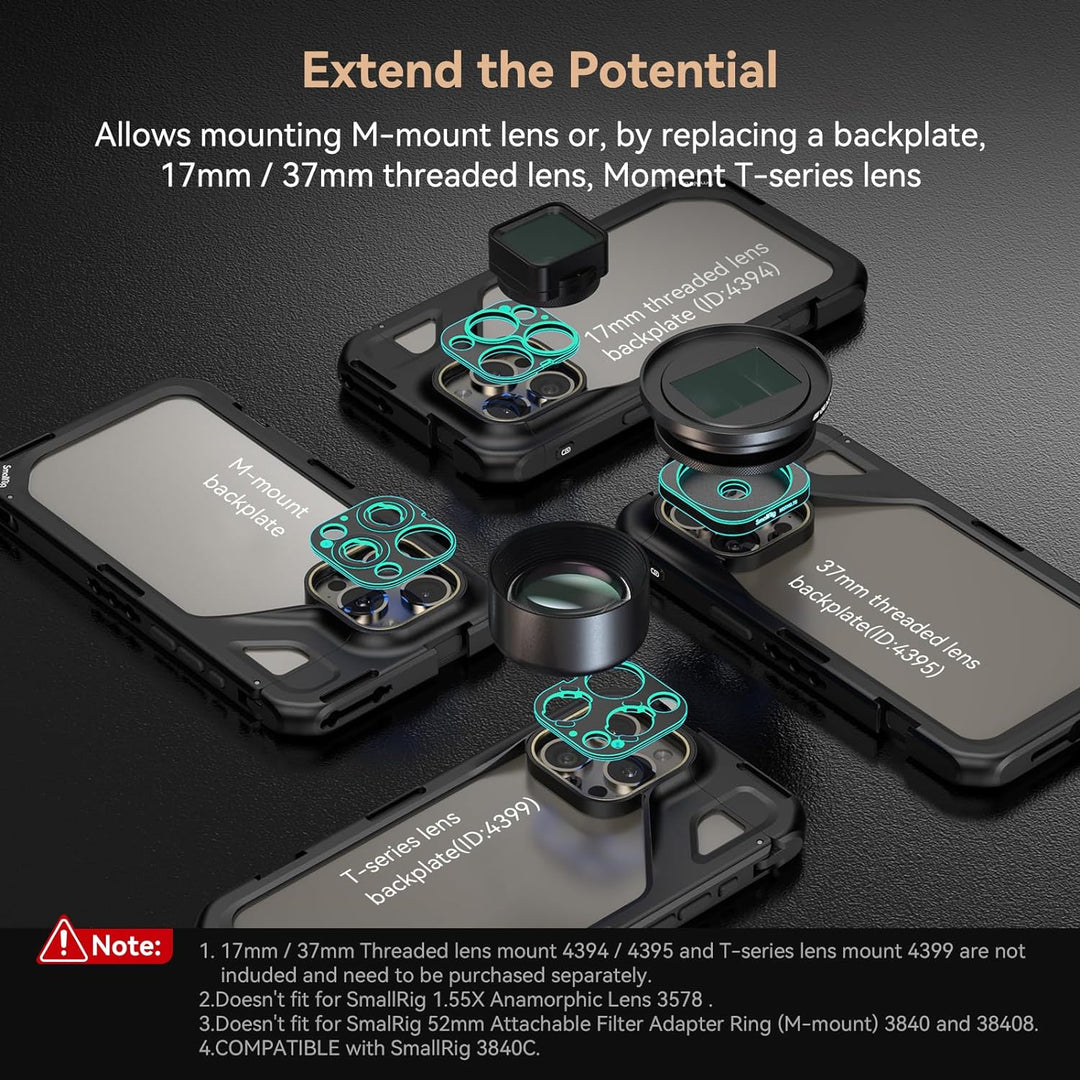 SMALLRIG Telefonkäfig für iPhone 15 Pro Max, Handy Video Rig Stabilisator, Smartphone Videokäfig Hül