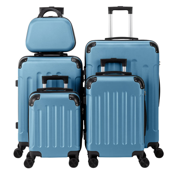 LEADZM Koffer Set 5 teilig Hartschale mit Kosmetikkoffer, Kofferset mit verstärkten Ecken, Reisekoff