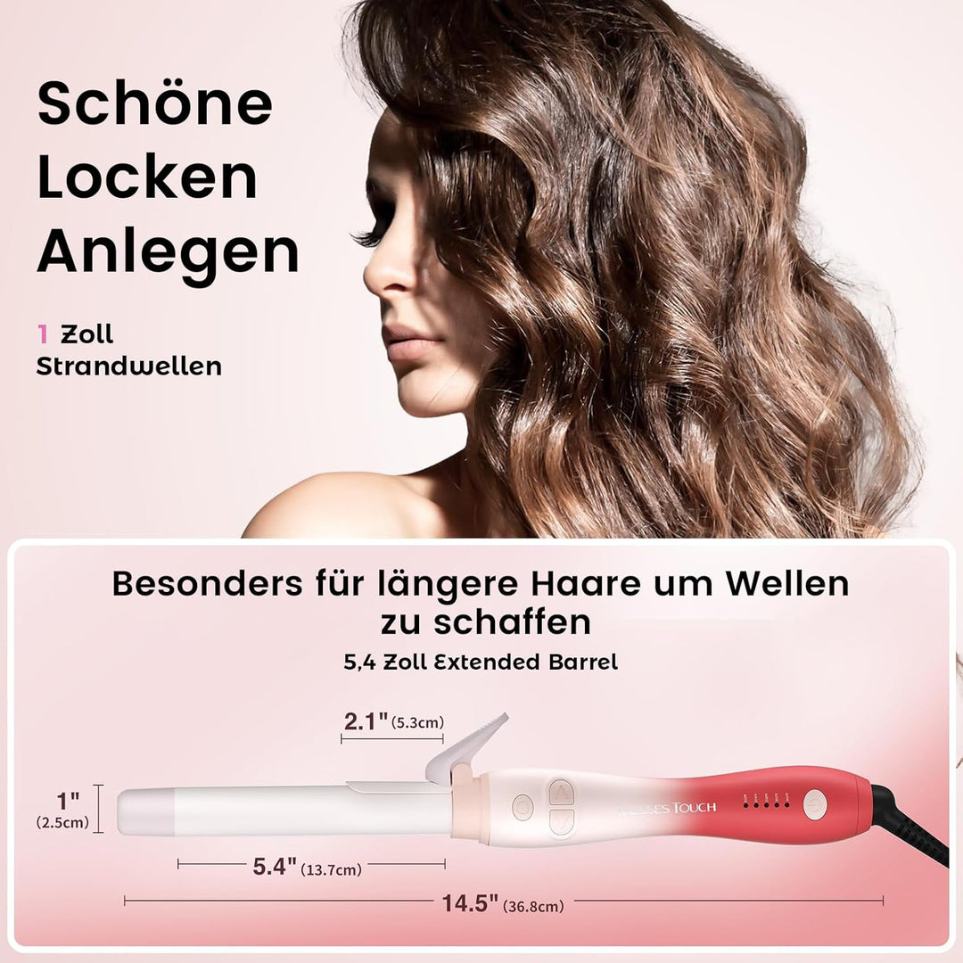 Lockenstab Automatisch Hair Curler with Klemme, Rotierend Curling Iron 1 Inch mit Tourmalin Keramik,
