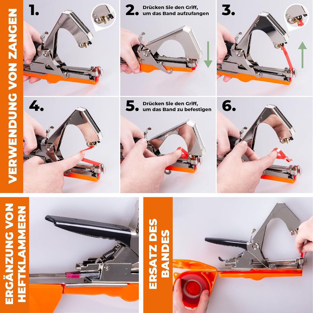 STREND PRO Pflanzenbinder Maschine Cameleon | Bindezange für Pflanzen, Ink. Bindenroll, Heftklammern