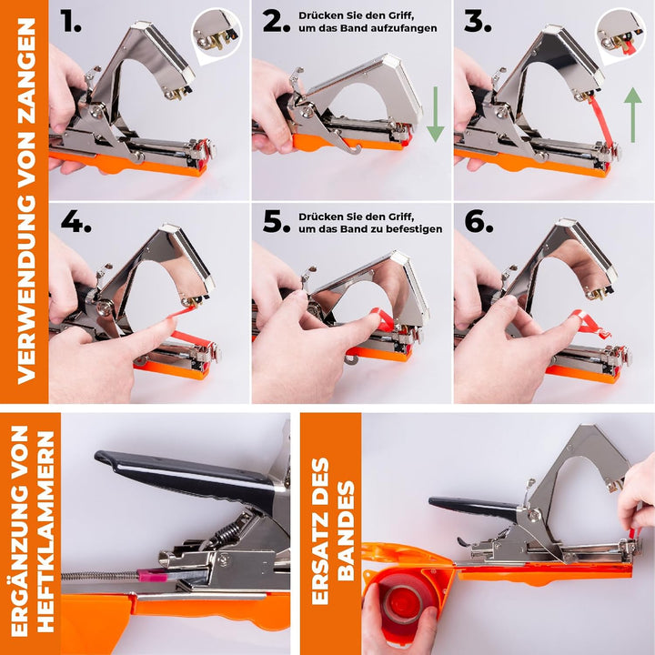 STREND PRO Pflanzenbinder Maschine Cameleon | Bindezange für Pflanzen, Ink. Bindenroll, Heftklammern