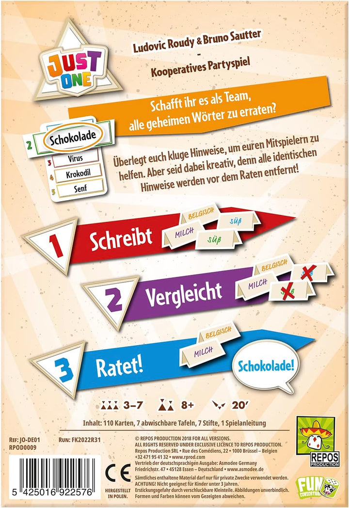 Repos Production, Just One, Grundspiel, Partyspiel, Spiel des Jahres 2019, 3-7 Spieler, Ab 8+ Jahren