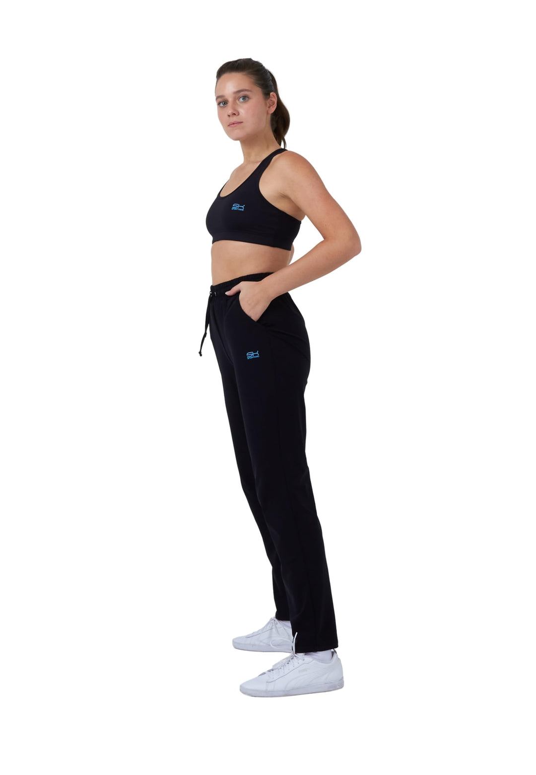 Sportkind Mädchen &amp; Damen Tennis, Fitness, Sport Trainingshose lang mit Taschen, atmungsaktiv