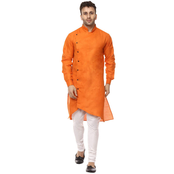 Royal Kurta Angarakha Herren Pyjama-Set aus Baumwolle 55 Orange, 55 Orange