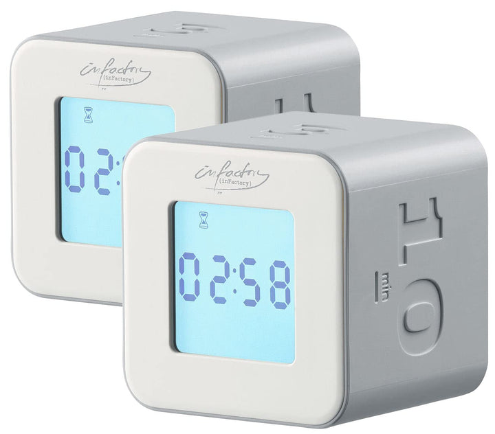 infactory Cube Timer: 2er-Set digitale Timer-Würfel mit 4 Zeiten, 6 x 6 x 5,5 cm (Würfeltimer, Eggti