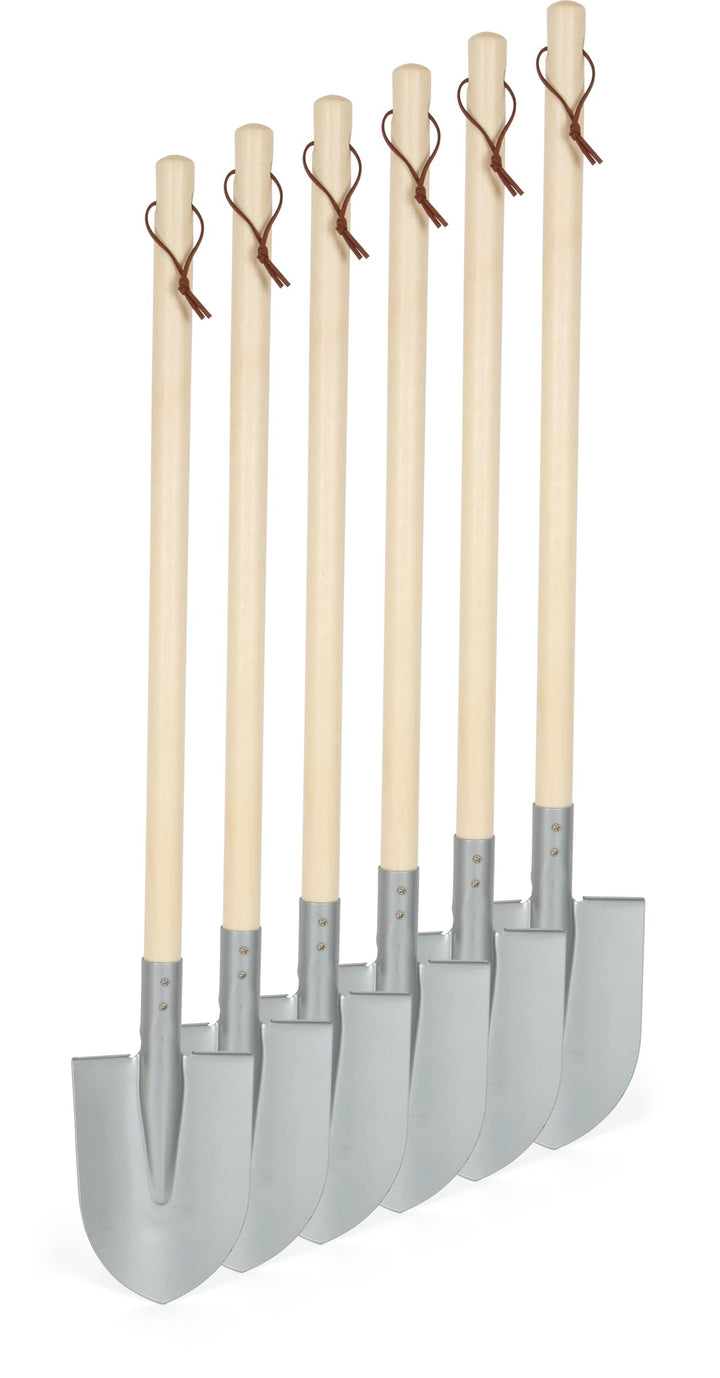 small foot Schaufeln, 6er-Set, grau aus Holz und Metall, kindgerechtes Gartenwerkzeug für Kinder ab