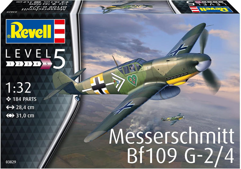 Revell 03829 03829-Messerschmitt Bf109G-2/4 1:32 originalgetreuer Modellbausatz für Experten, unlack