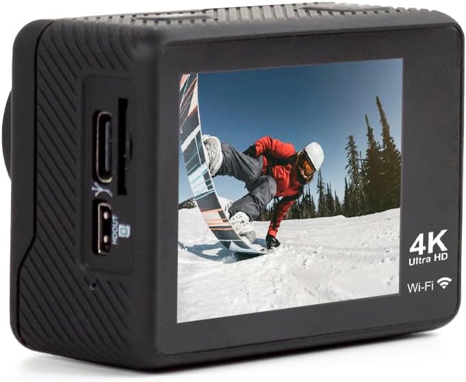 PRIXTON Action-Kamera DV670 Multisport | Sportkamera mit 4K-Auflösung, Doppelbildschirm, WLAN und Mo