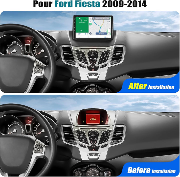 CAMECHO 2+64G Android 13 Autoradio 9 Zoll für Ford Fiesta 2009-2014 mit GPS WiFi FM RDS, Wireless Ca
