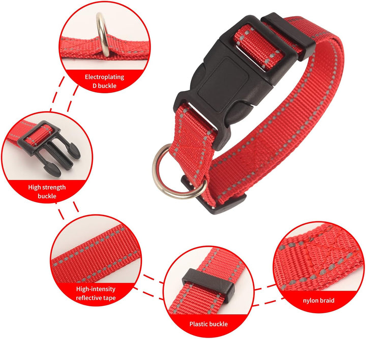 5 Stück Ziegenhalsband mit Glocke, reflektierendes, verstellbares Nylon-Halsband-Set, Schafhalsband