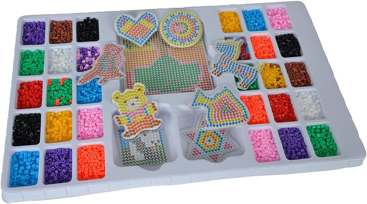 Simba 106374147 - Art & Fun Grosses Bügelperlenset, 6.000 Bügelperlen, 8 kleine und 1 grosse Steckpl