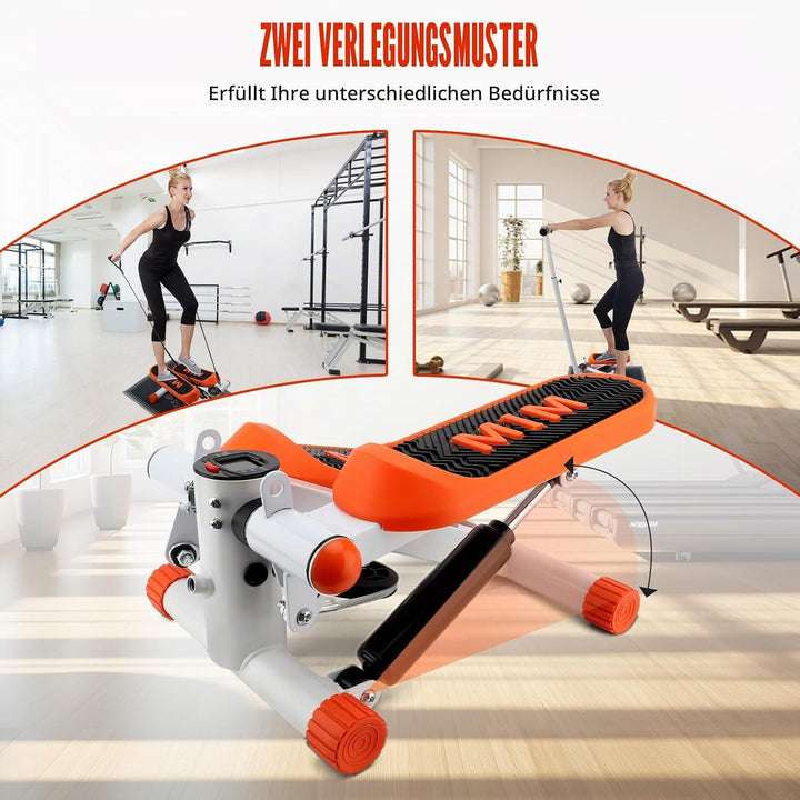 2in1 Stepper mit Ständer und elastischer Kordelleise, Stepper für zuhause, Fitness Stepper, LED-Anze