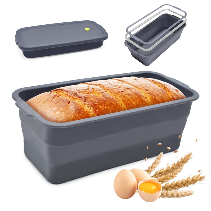 Silikon Brotbackform mit Deckel, BPA-freie, Antihaftbeschichtete, Flexible Toastbrot Backform, Hitze