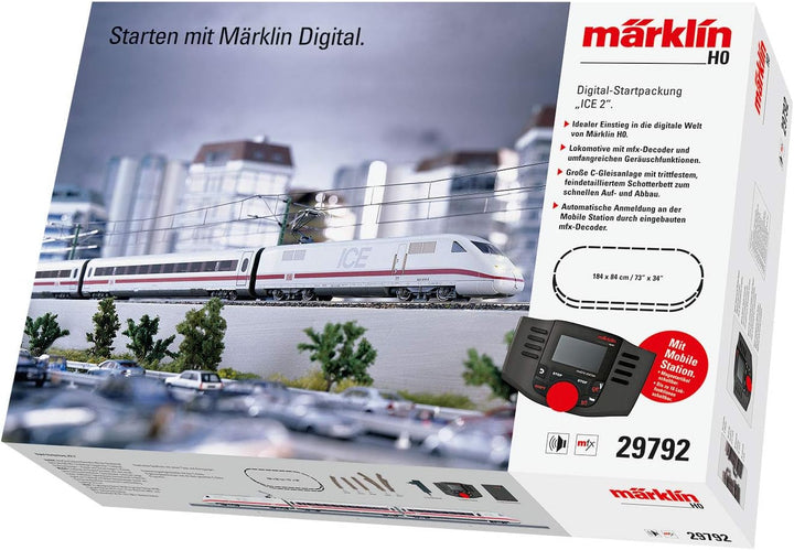 Märklin 29792 ‐ Digital-Startpackung ICE 2, Spur H0 Modelleisenbahn, viele Soundfunktionen, mit Mobi