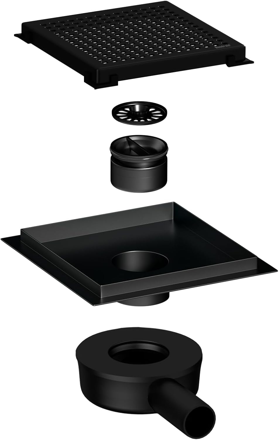 Neodrain Bodenablauf Edelstahl Duschrinne Quadrat Schwarz 20 x 20 cm Duschablauf mit 360° Siphon Ger