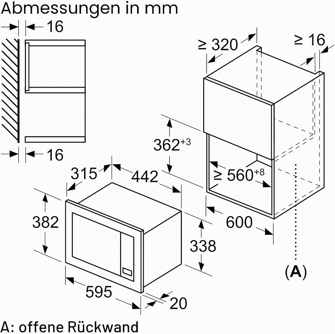 Bosch Elettrodomestici BEL623MB3 Serie 2 Einbaumikrowelle, 60 x 38 cm, schwarz